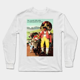 Vacation in ITALY Countryside Vintage Tourism Travel Advertisement Poster Long Sleeve T-Shirt